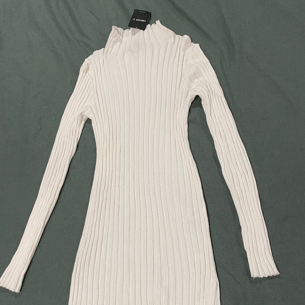 White sweater dress